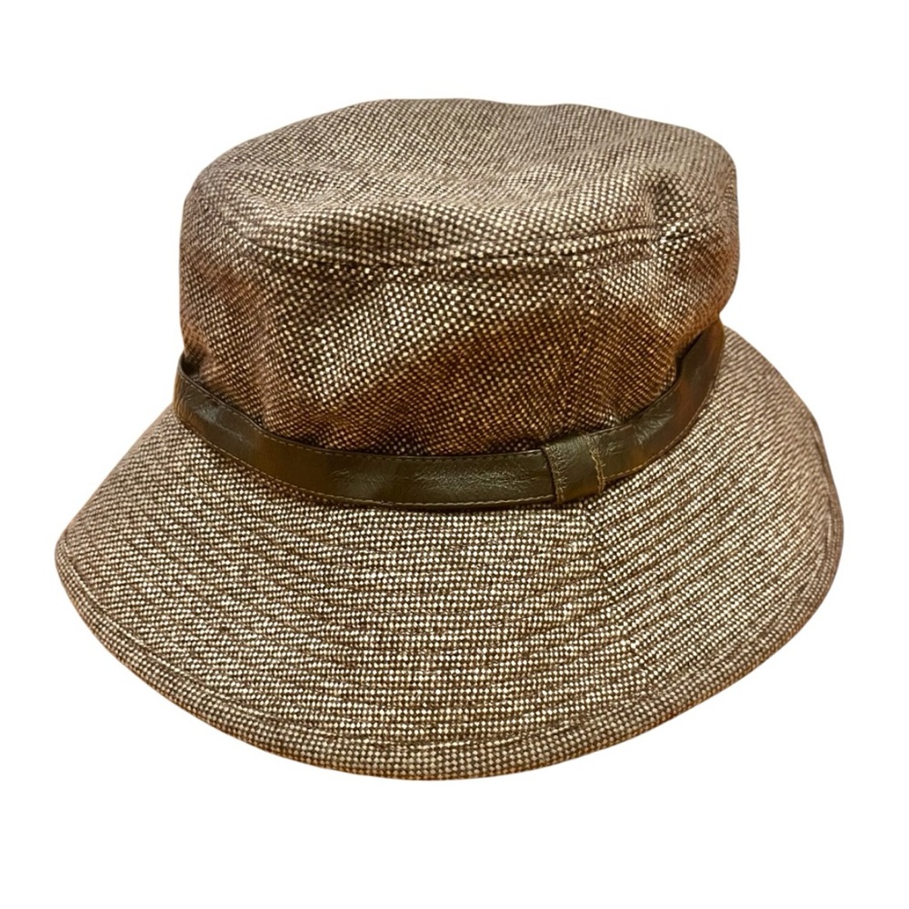 Banana Republic Wool Blend Leather Bucket Hat Brown White Size Medium Large
